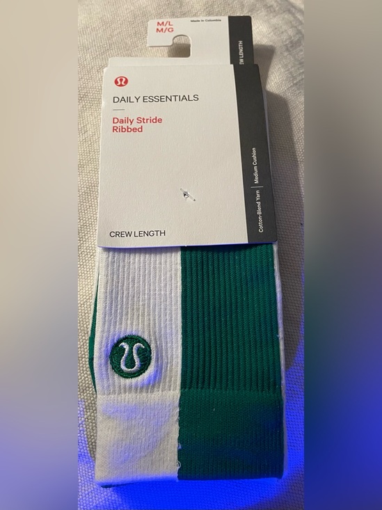 lululemon athletica Accessories - lululemon athletica Daily Stride Ribbed Crew Socks - White & Green